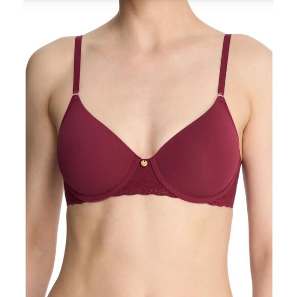 🆕NATORI Bliss Full Underwire T-Shirt Bra 34DD Dark Cherry #721154 - Picture 1 of 9